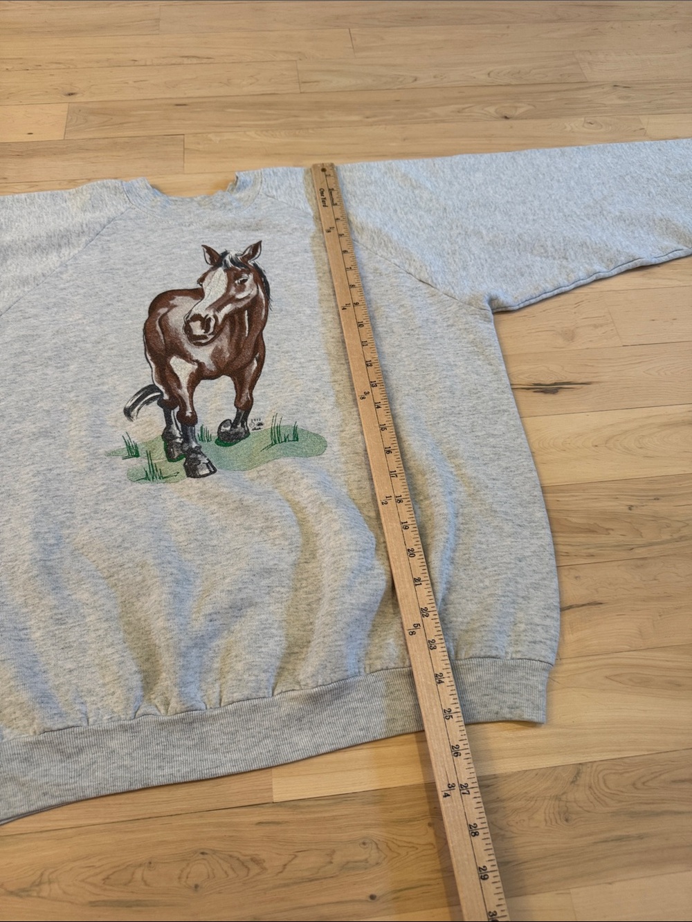 Vintage-AOP Crewneck sweatshirt painted graphic-brown horse-Front Back-XL-Nature - Picture 6 of 8